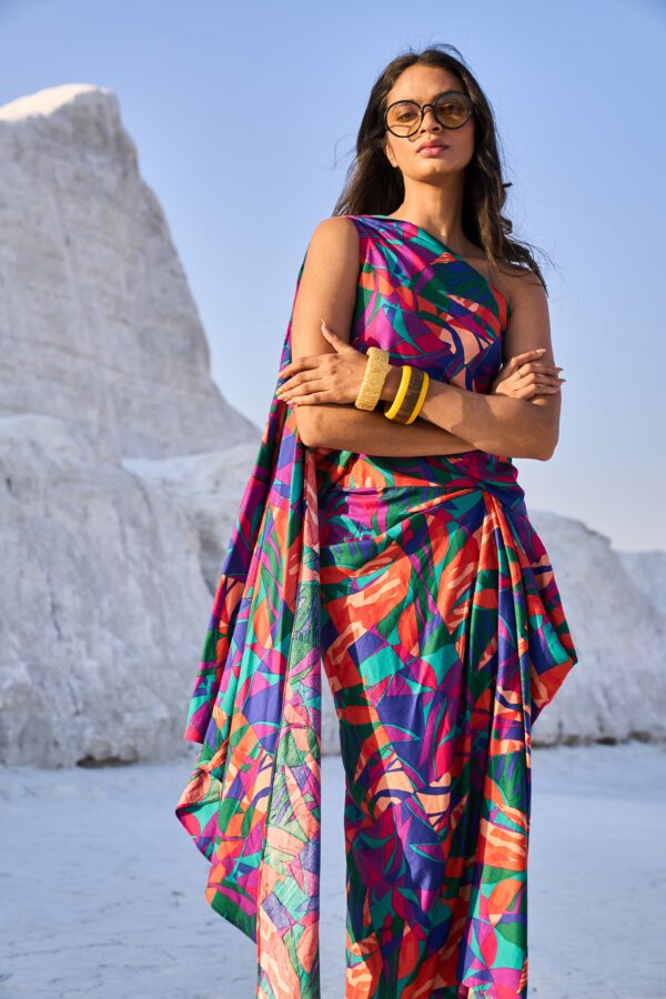 Abstract Printed Drape Top - Image 17