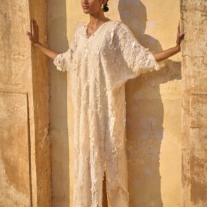 Ivory Paillette Kaftan Dress