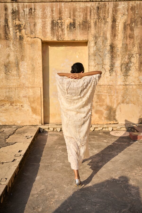 Ivory Paillette Kaftan Dress - Image 7
