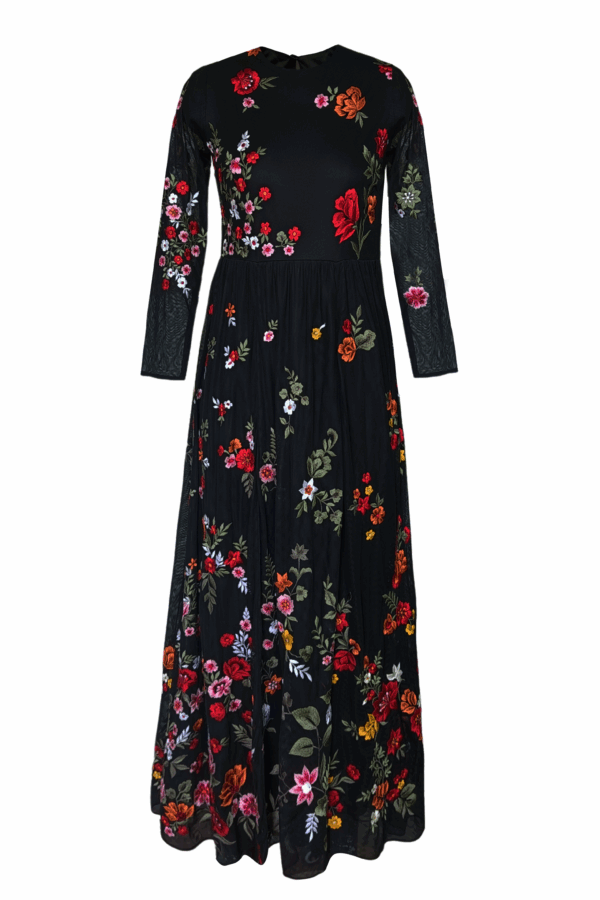 Multi Floral Embroidered Gown - Image 2