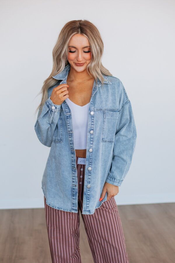 Grayson Risen Denim Shacket - Vintage Light Wash - Image 4