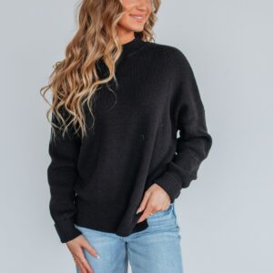 Chelsea Mock Neck Sweater - Black