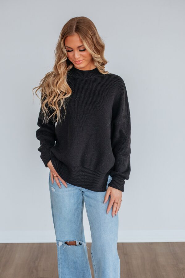 Chelsea Mock Neck Sweater - Black - Image 3