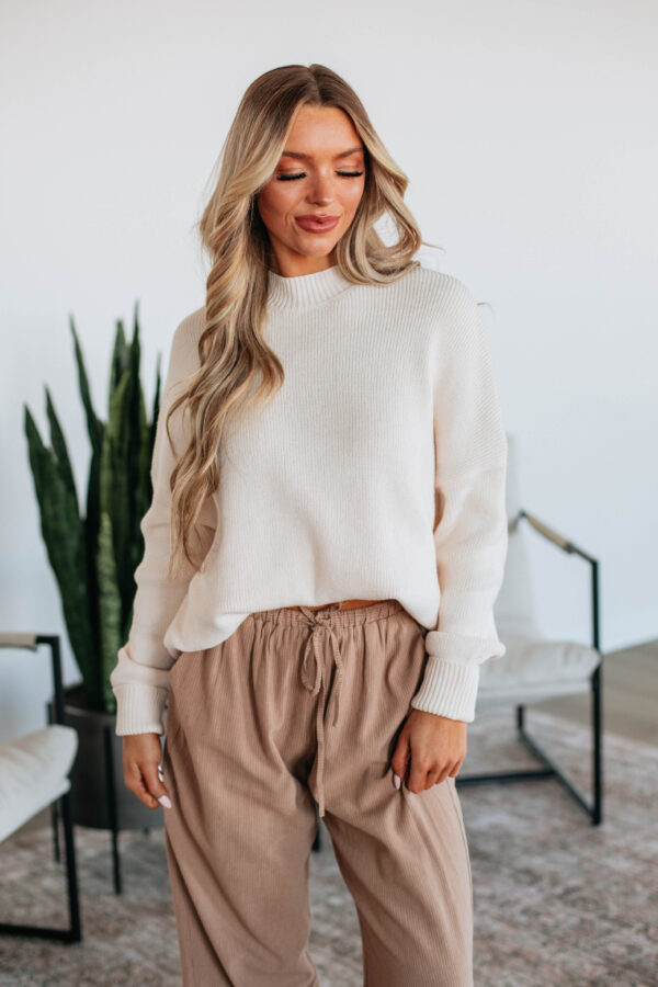 Chelsea Mock Neck Sweater - Natural - Image 6