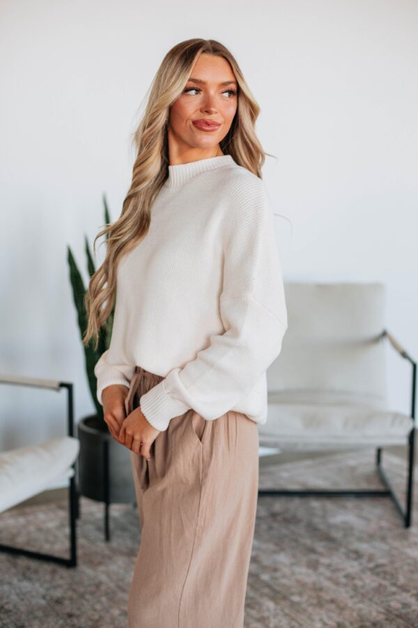 Chelsea Mock Neck Sweater - Natural - Image 2