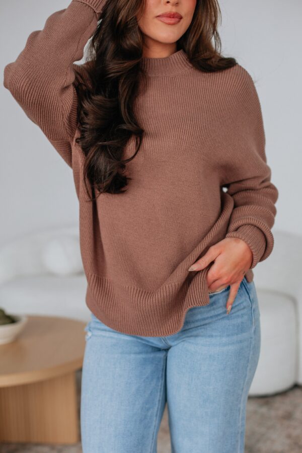 Chelsea Mock Neck Sweater - Mocha - Image 3