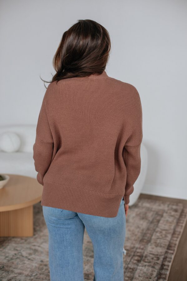 Chelsea Mock Neck Sweater - Mocha - Image 6