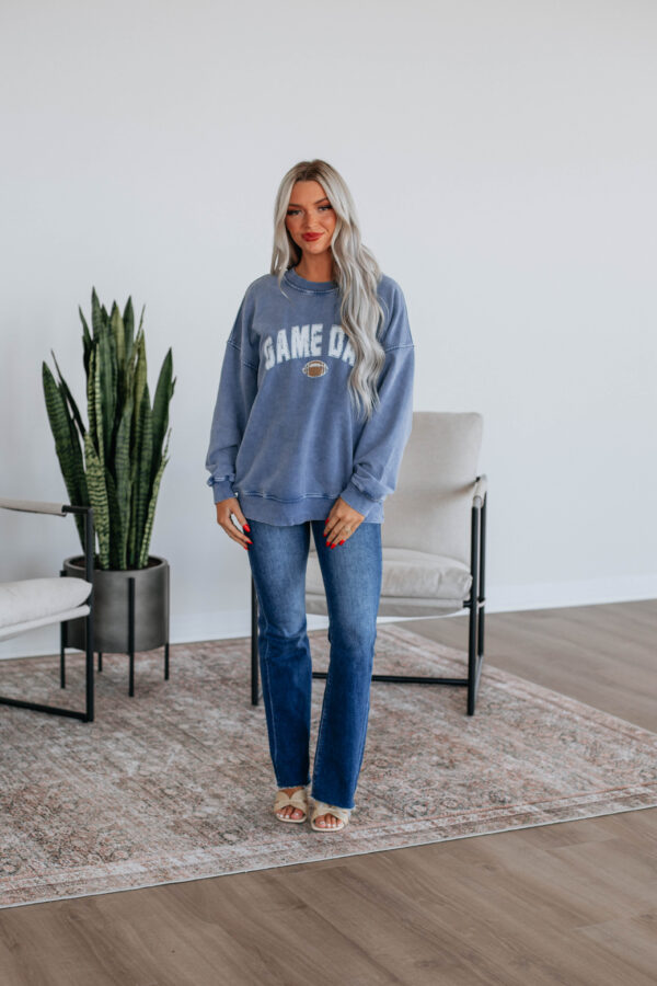 Game Day Oversized Crewneck - Steel Blue - Image 2