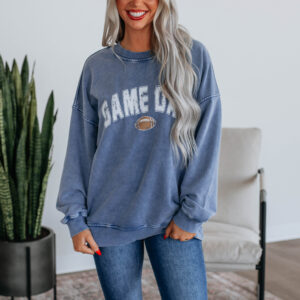 Game Day Oversized Crewneck - Steel Blue