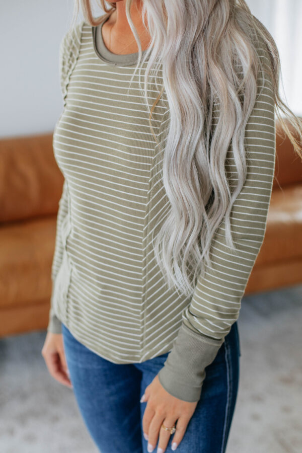 Jalene Ribbed Top - Olive Mix - Image 3