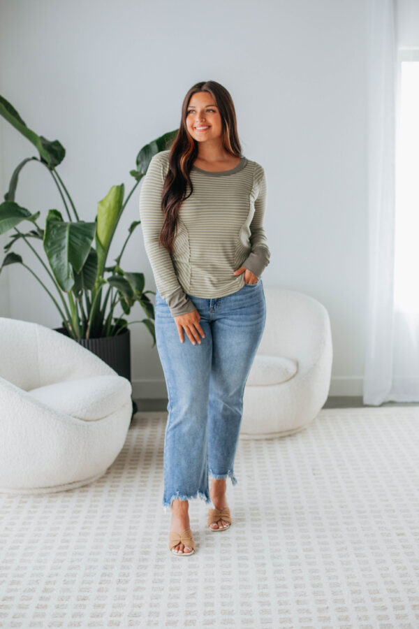 Jalene Ribbed Top - Olive Mix - Image 7