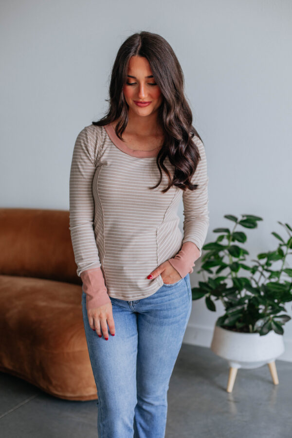 Jalene Ribbed Top - Sand Mix - Image 4