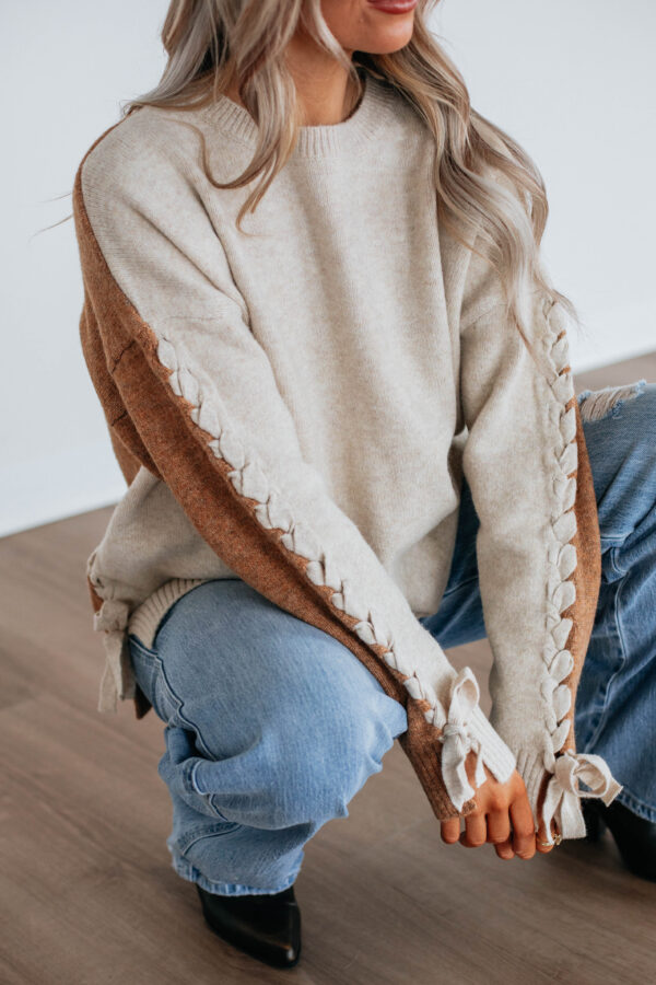 Jaylani Contrast Sweater - Oatmeal - Image 2