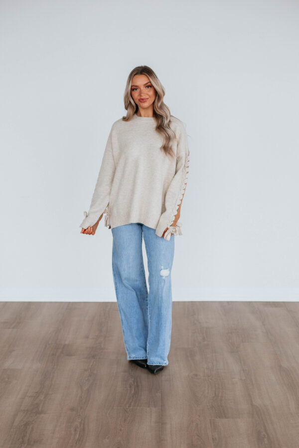 Jaylani Contrast Sweater - Oatmeal - Image 3