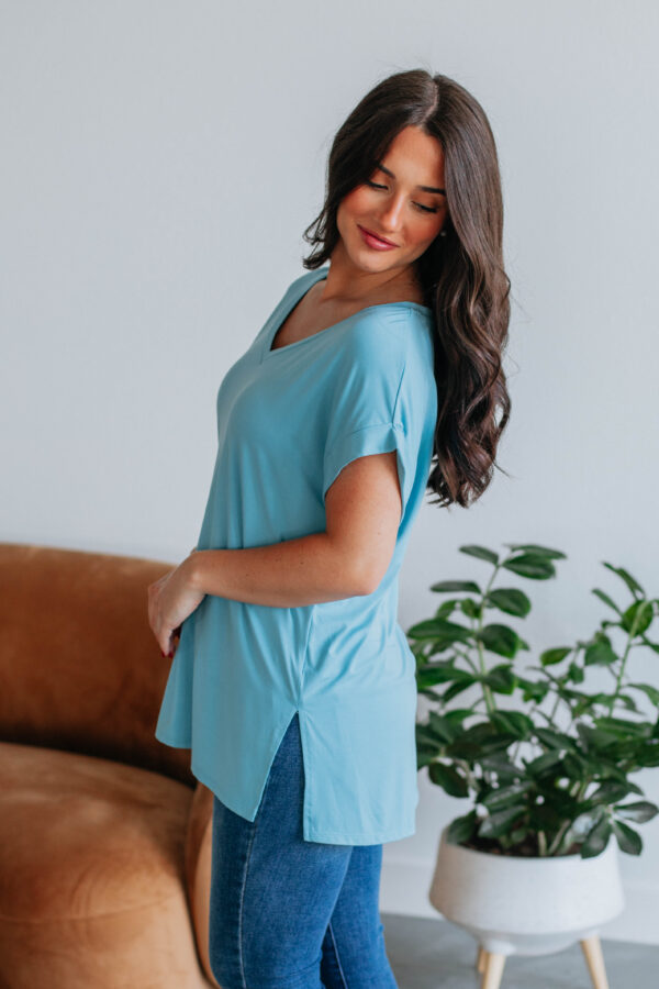 Jill Basic Tee - Dusty Blue - Image 2