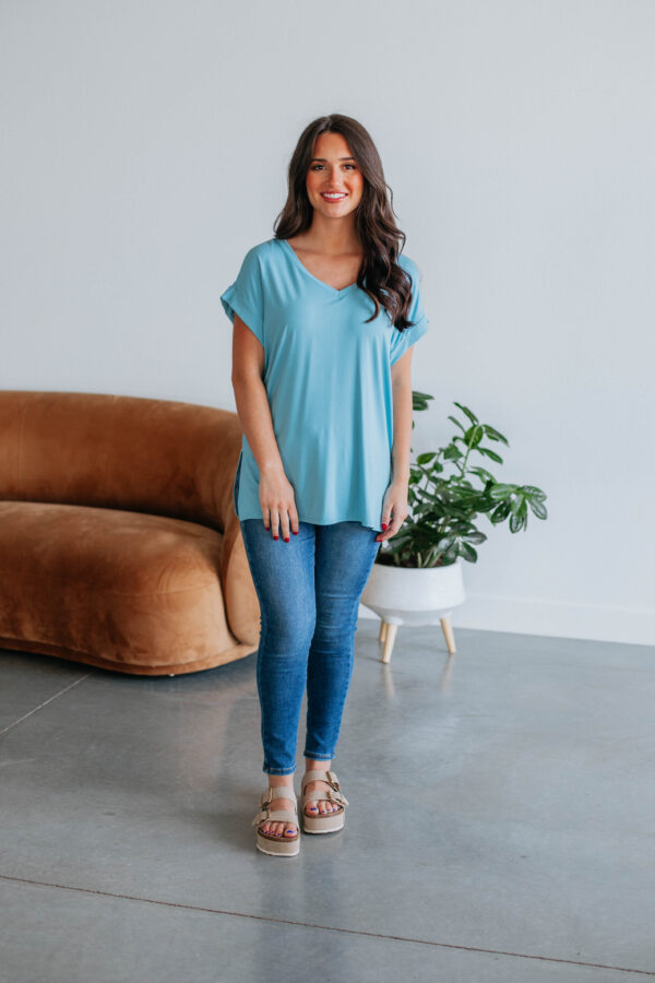 Jill Basic Tee - Dusty Blue - Image 3