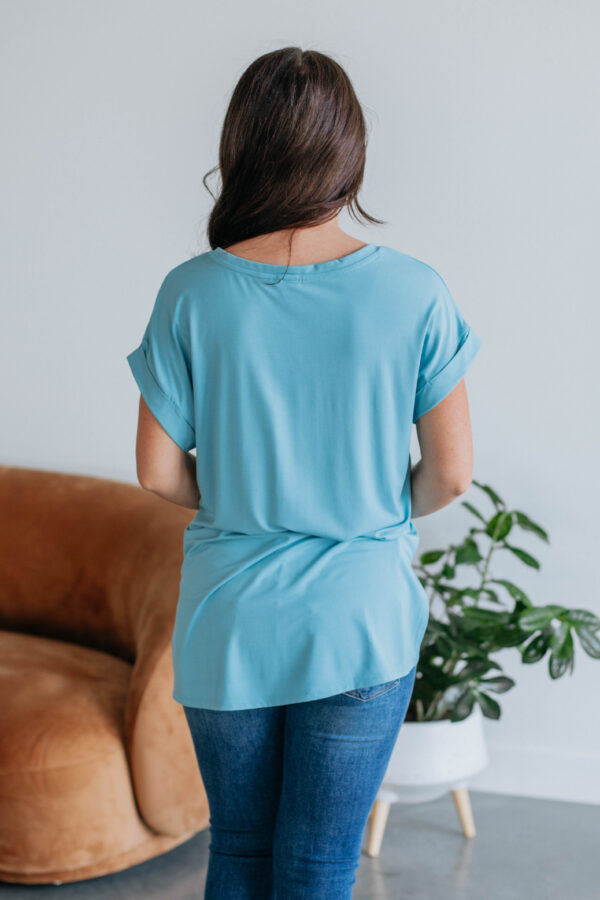 Jill Basic Tee - Dusty Blue - Image 4