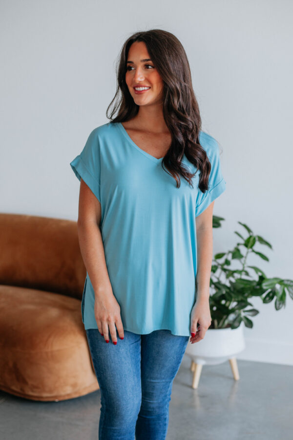 Jill Basic Tee - Dusty Blue - Image 5