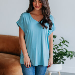 Jill Basic Tee - Dusty Blue