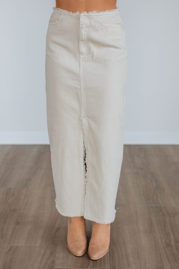 Joy Denim Skirt - Beige - Image 2