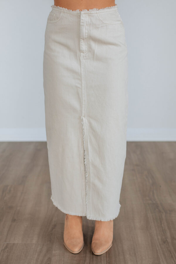 Joy Denim Skirt - Beige - Image 5
