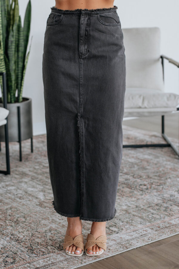 Joy Denim Skirt - Charcoal - Image 2