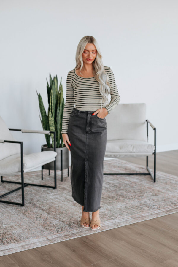 Joy Denim Skirt - Charcoal - Image 5