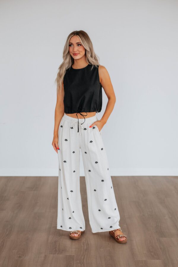 Lara Linen Top - Black - Image 2