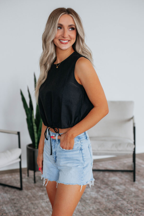 Lara Linen Top - Black - Image 3