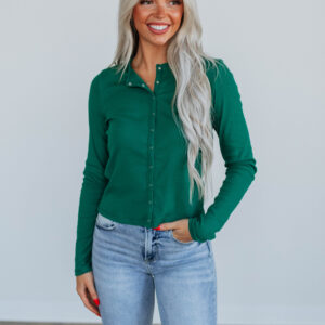 Liora Ribbed Top - Hunter Green