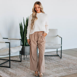 Luvan Striped Pants - Mocha Mix
