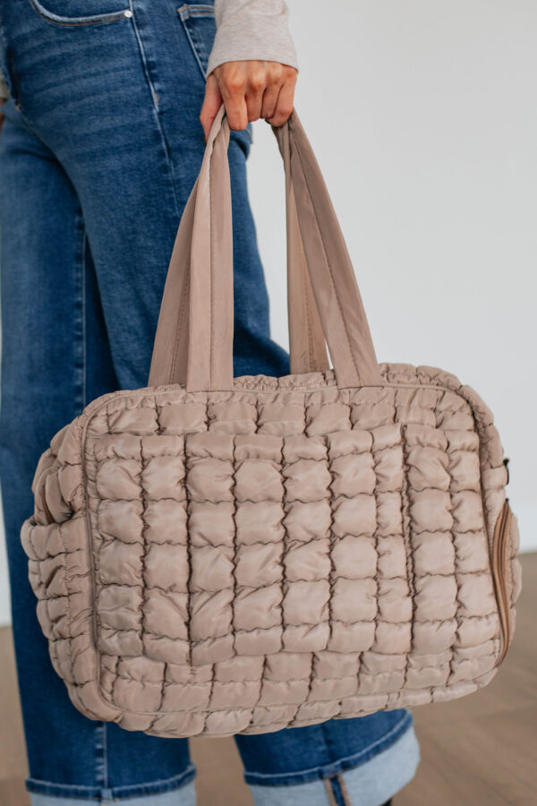 Off The Grid Quilted Weekender Bag - Tan - Image 4