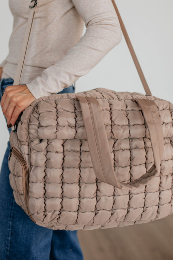 Off The Grid Quilted Weekender Bag - Tan - Image 5