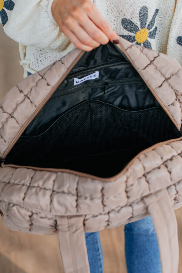 Off The Grid Quilted Weekender Bag - Tan - Image 6