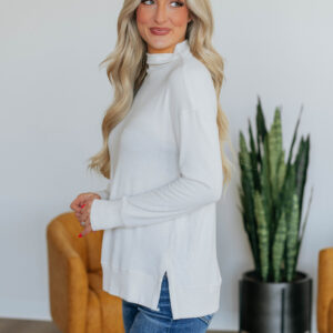 Rachelle Mock Neck Top - Oatmeal