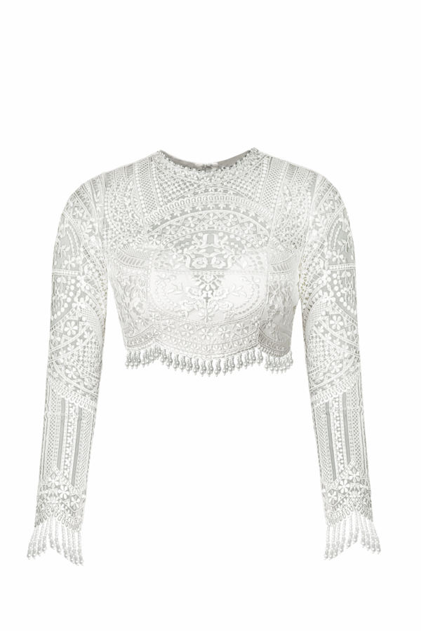 Embroidered Pearl Fringed Top - Image 2