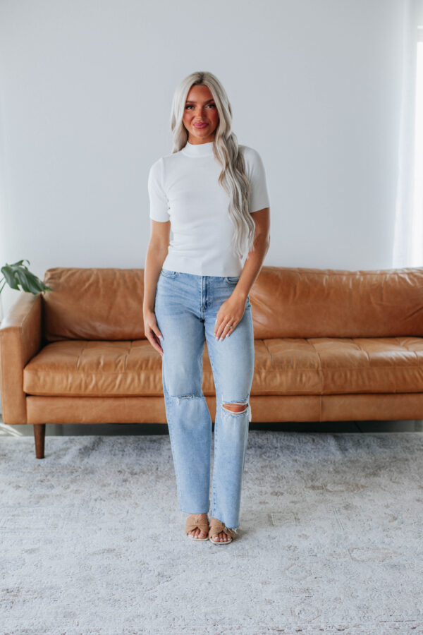 Theresa Mock Neck Top - Ivory - Image 3