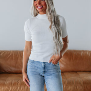 Theresa Mock Neck Top - Ivory
