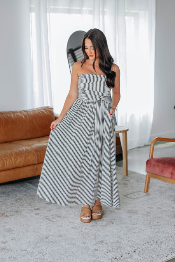 Tia Striped Dress - Ivory - Image 2