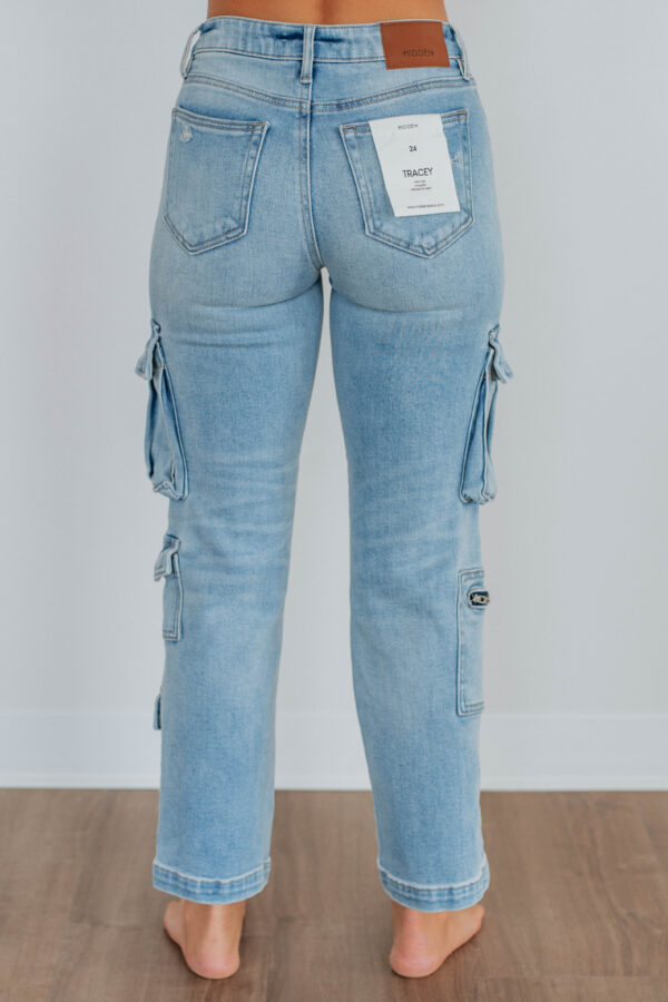 Tracey Hidden Cargo Jeans - Light Wash - Image 4