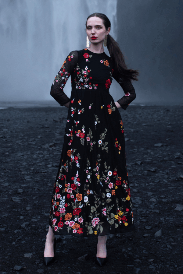 Multi Floral Embroidered Gown - Image 4
