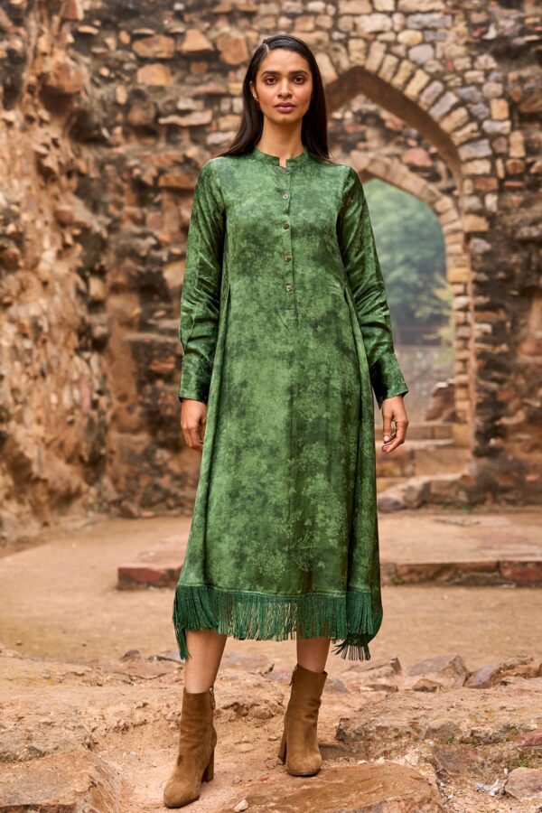 Jacquard Fringe Midi Shirt Dress - Image 2