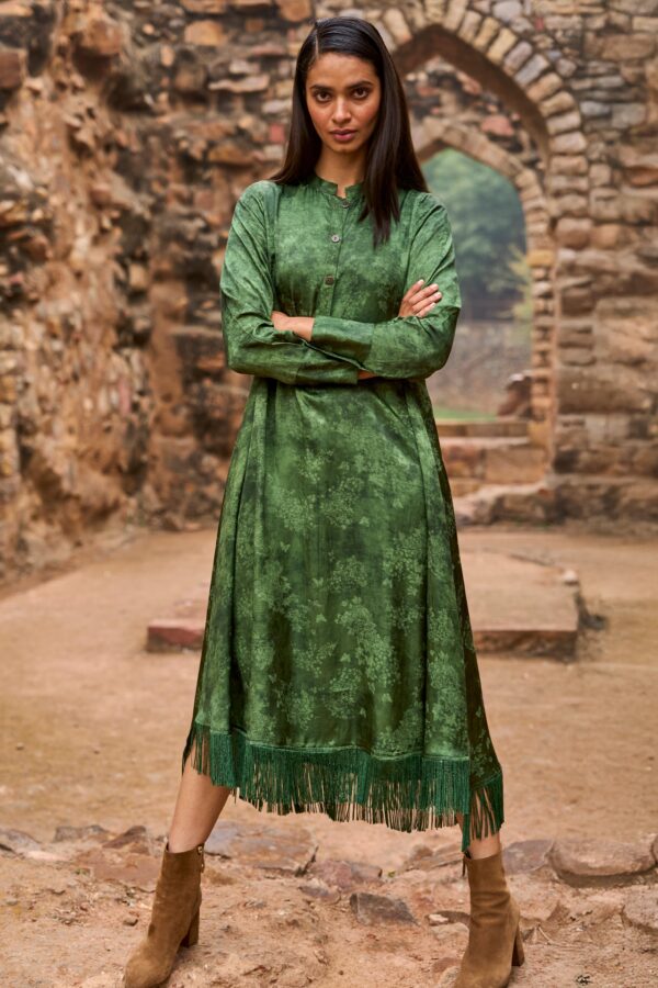 Jacquard Fringe Midi Shirt Dress - Image 8