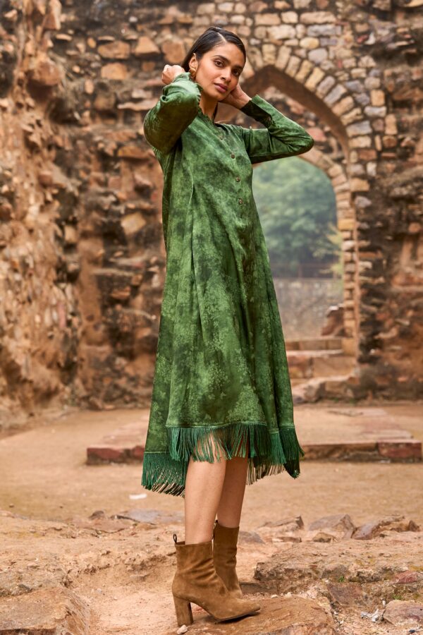 Jacquard Fringe Midi Shirt Dress - Image 9