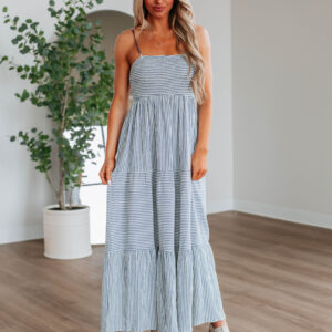 Shaylee Striped Dress - Steel Blue Mix