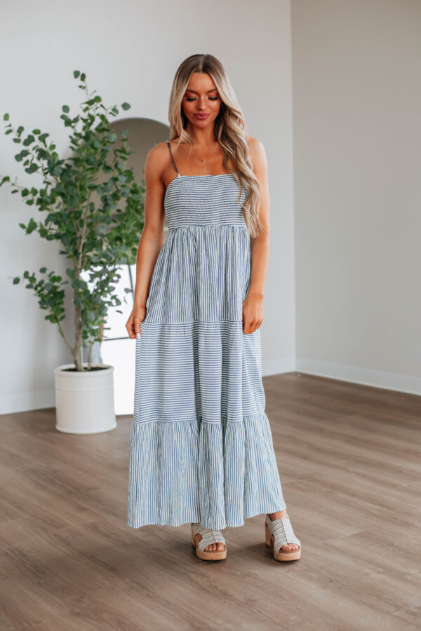 Shaylee Striped Dress - Steel Blue Mix