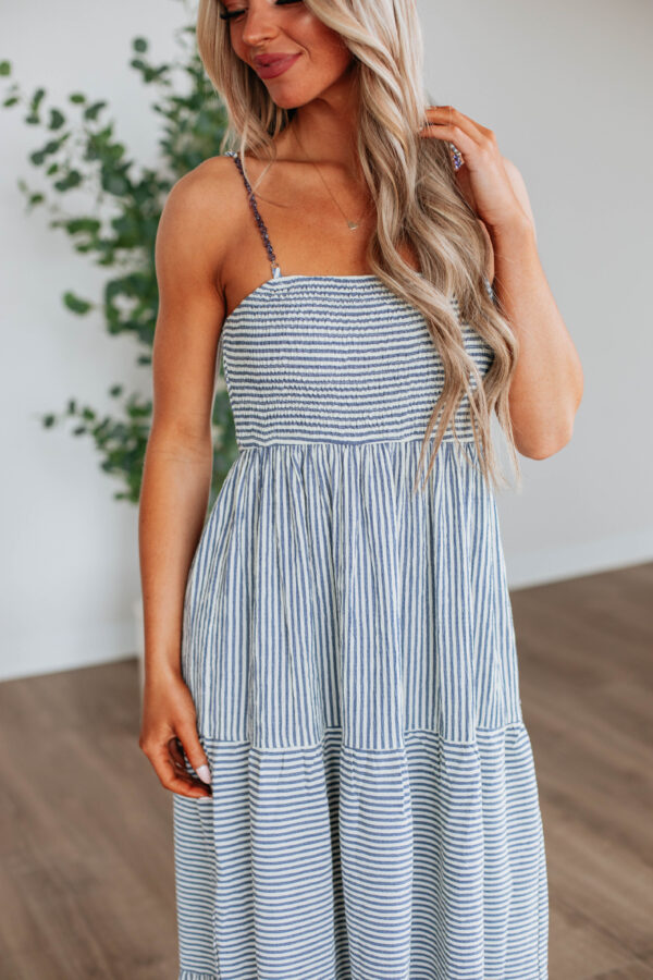 Shaylee Striped Dress - Steel Blue Mix - Image 2