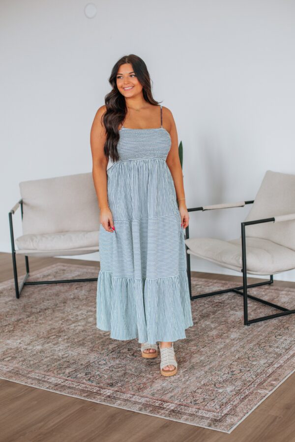 Shaylee Striped Dress - Steel Blue Mix - Image 7