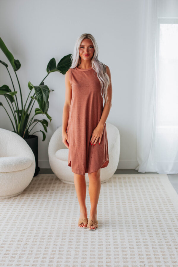 Wayne Knit Dress - Brick - Image 2