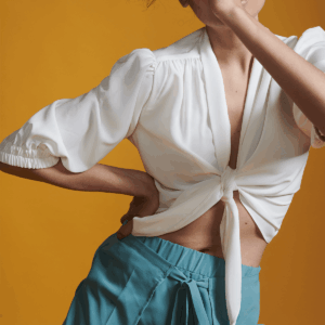 Ivory Front Tie Top